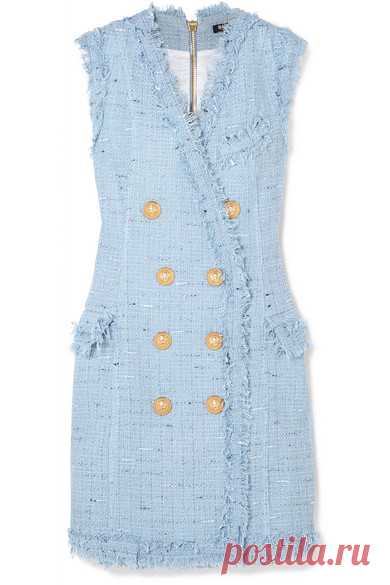 Balmain | Frayed cotton-blend mini dress | NET-A-PORTER.COM