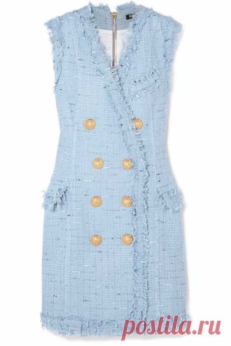 Balmain | Frayed cotton-blend mini dress | NET-A-PORTER.COM