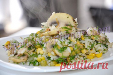 Рис с кукурузой и горошком.