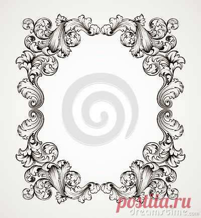 Урожай границу рамки Гравировка в стиле барокко Вектор роялти стока - Изображение: 28174365