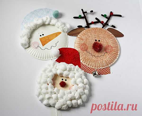 Paper Plate Santa, Snowman and Rudolph - Crafts by Amanda