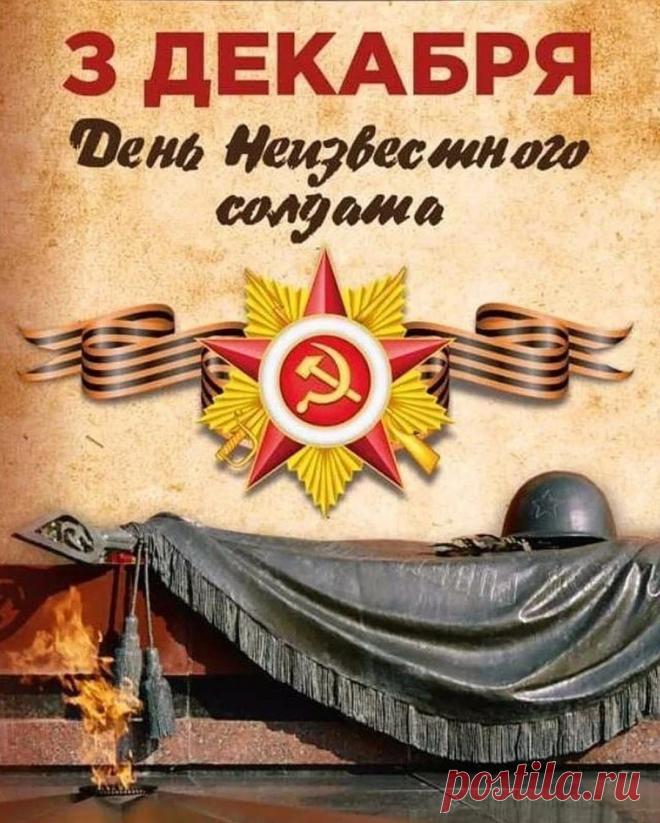 Могила Неизвестного солдата!
О, сколько их от Волги до Карпат!
В дыму сражений вырытых когда-то
Саперными лопатами солдат. Открытки на День Неизвестного Солдата.