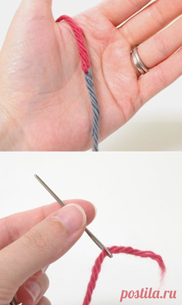Способ соединения нитей без узелка (мастер класс) / Вязание /