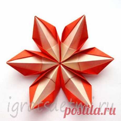 Объемная снежинка из бумаги (оригами)