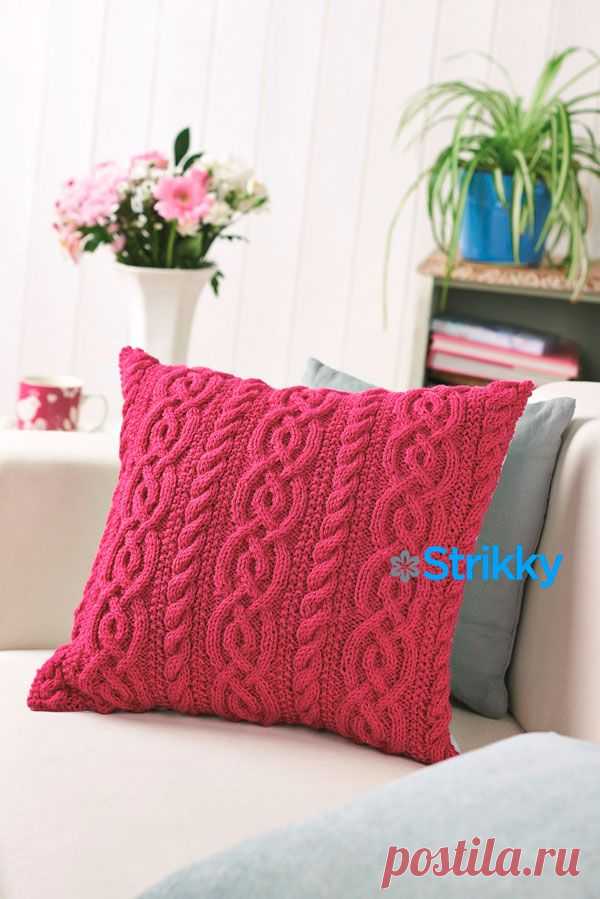 Подушка Hibiscus Twist от Lucinda Ganderton’, вязаная спицами | Strikky.ru