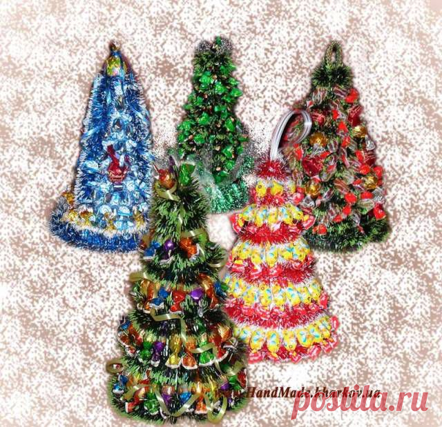 Елка из конфет. Мастер класс - Поделки из конфет - Поделки из конфет - Каталог статей - Рукодел.TV