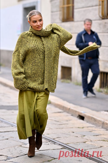 Вязаные вещи на Milan Fashion Week Street Style SS 2025-2026 Статья автора «Копилка узоров (Вязание спицами)» в Дзене ✍: Добрый день, дорогие рукодельницы!