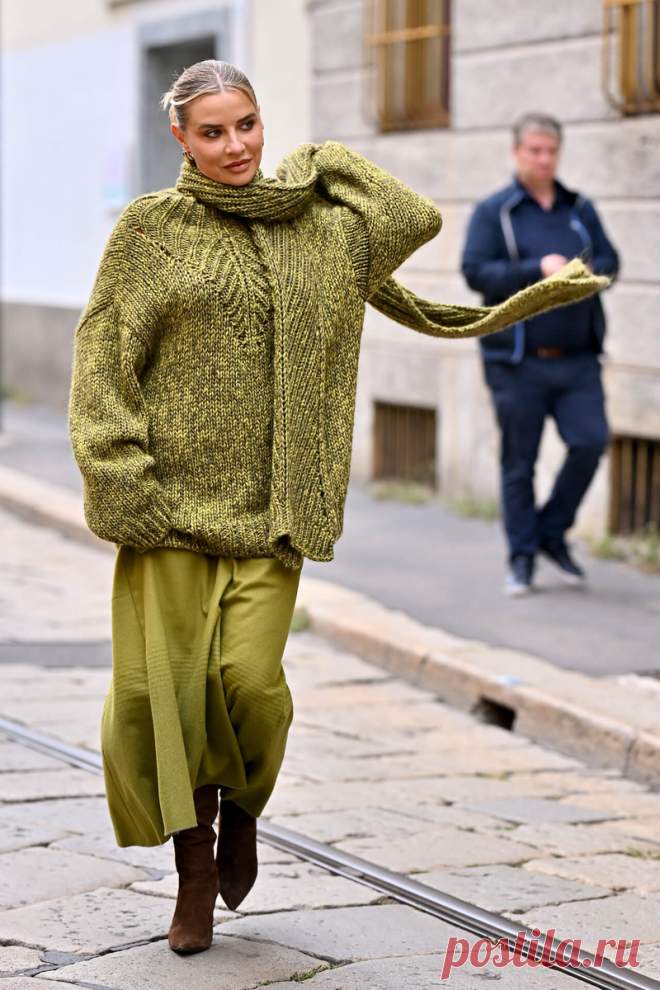 Вязаные вещи на Milan Fashion Week Street Style SS 2025-2026 Статья автора «Копилка узоров (Вязание спицами)» в Дзене ✍: Добрый день, дорогие рукодельницы!