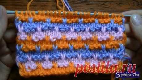 Узор спицами # 73 Ленивый Жаккард "Полоски" Patterns knitting - Яндекс.Видео