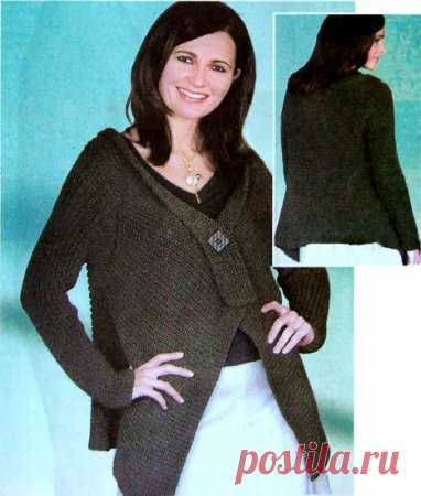 Вязание кардигана на одной пуговице