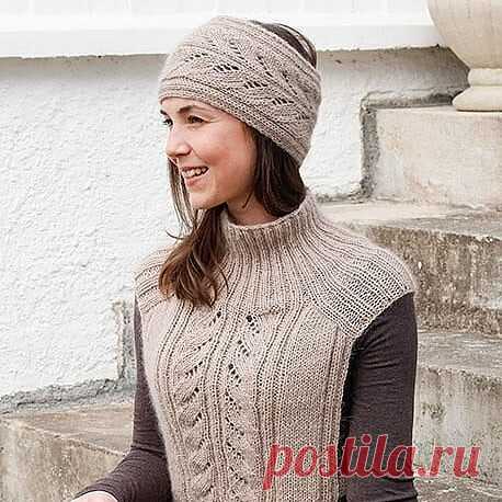 Жилет и повязка на голову спицами от Drops design