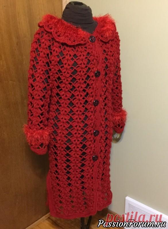 Ажурное пальто с воротничком и шлицами по бокам. - запись пользователя Irina (Ирина) в сообществе Вязание крючком в категории Вязание крючком. Ваши работы здравствуйте девочки,хочу вам показать рисунок крючком который случайно попался на интернете.Описание было завуалировано в 