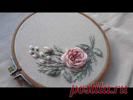 Garden Rose Hand Embroidery for bedinners New Design Rose
