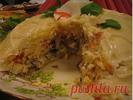 Салат с курицей и грибами Банопарт | Рецепты моей мамы