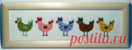 Примитив. Курочки. Вышивка крестом.