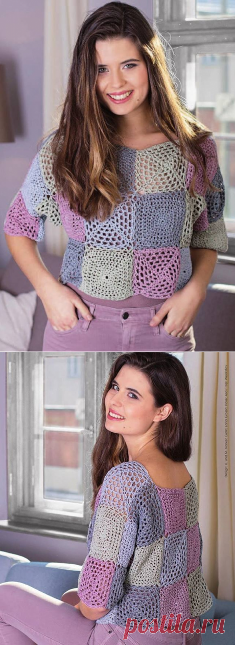 Como No Tempo da Vovó: LINDO CROPPED EM SQUARES DE CROCHÊ COM GRÁFICOS