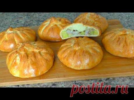 Курники с курицей и картошкой, быстрое тесто на кефире.