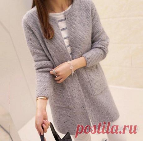 Кардиган без застёжек. Вязание спицами