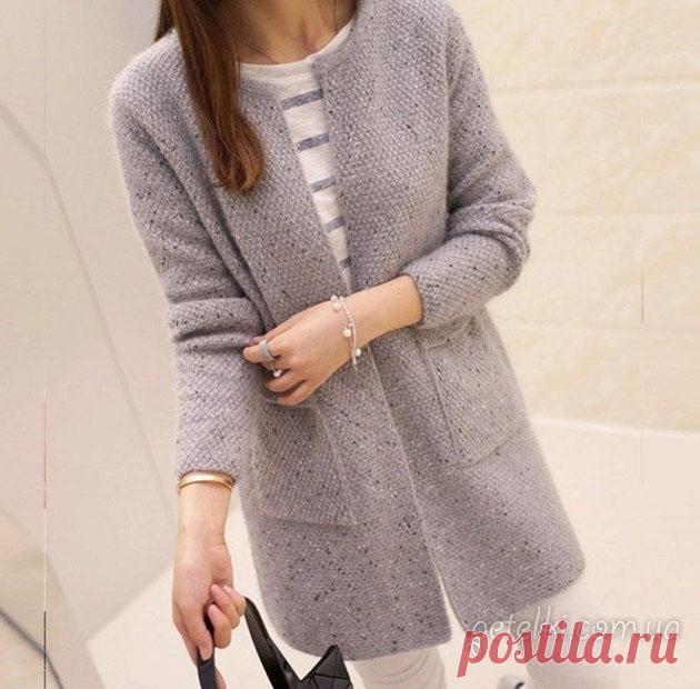 Кардиган без застёжек. Вязание спицами