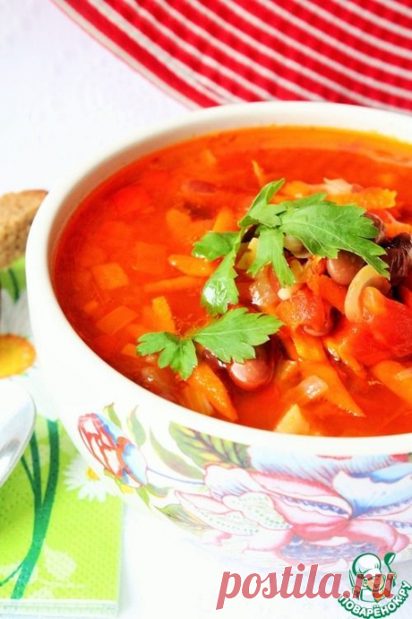 Мексиканский суп с фасолью.