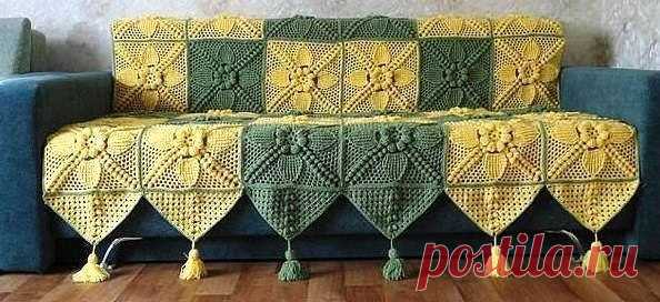 Вязаное покрывало из квадратов