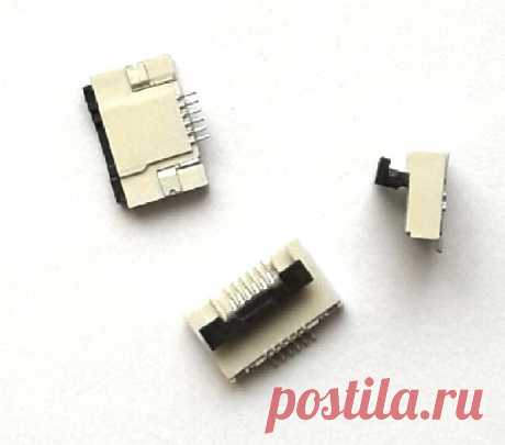 Купить SMD гнездо Flip Lock 6 пин для FFC FPC плоских шлейфов ноутбуков и планшетов с фиксирующим зажимом, на кнопку включения и громкости, шаг 0,5 мм.