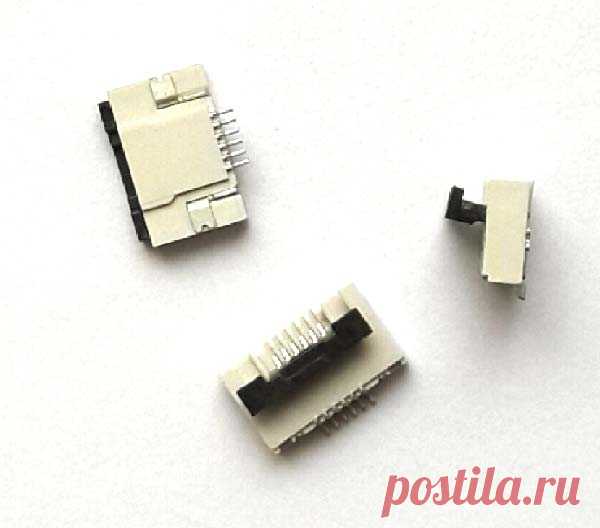 Купить SMD гнездо Flip Lock 6 пин для FFC FPC плоских шлейфов ноутбуков и планшетов с фиксирующим зажимом, на кнопку включения и громкости, шаг 0,5 мм.