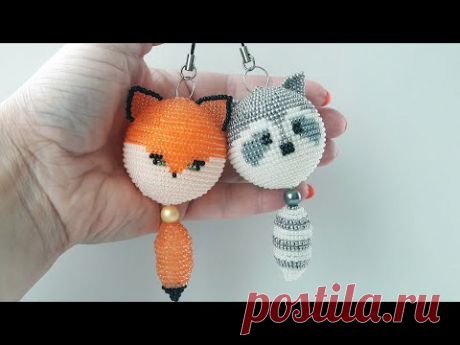 Pattern Fox and Raccoon trinket. Лисичка и Енот брелок. МК часть 2