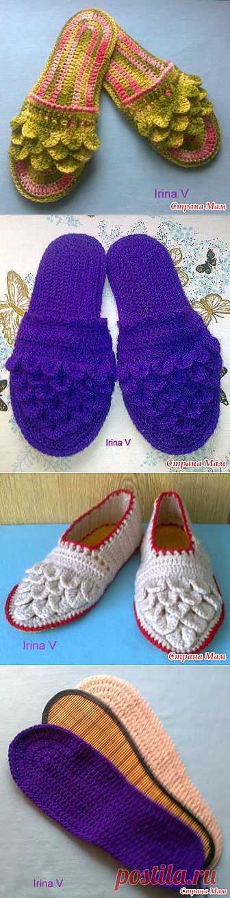 Мастер класс по вязанию тапочек, связанных узором «Чешуйки» (3 варианта). Мои работы.: Дневник группы "Вязание" - Страна Мам