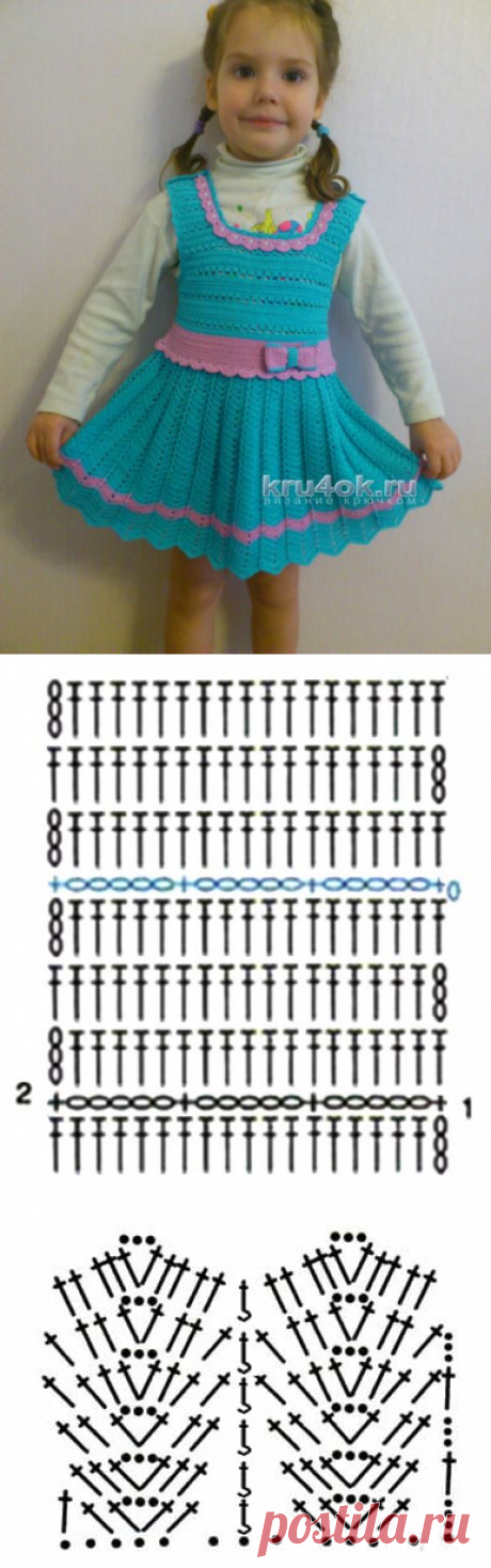 Сарафан для девочки крючком – работа Елены Аферовой