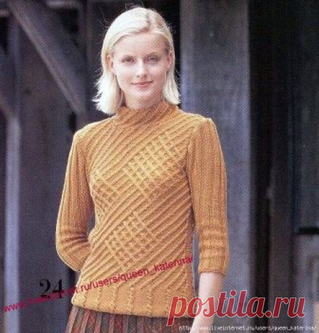 Женский пуловер спицами
