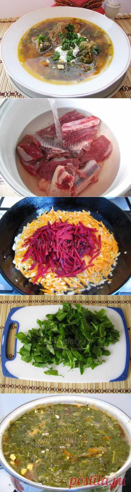 Зеленый борщ со щавелем на говяжьих ребрышках. Рецепт с пошаговыми фото