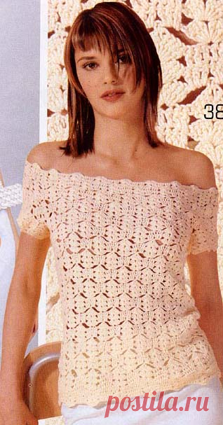 Блуза крючком с открытыми плечами 
