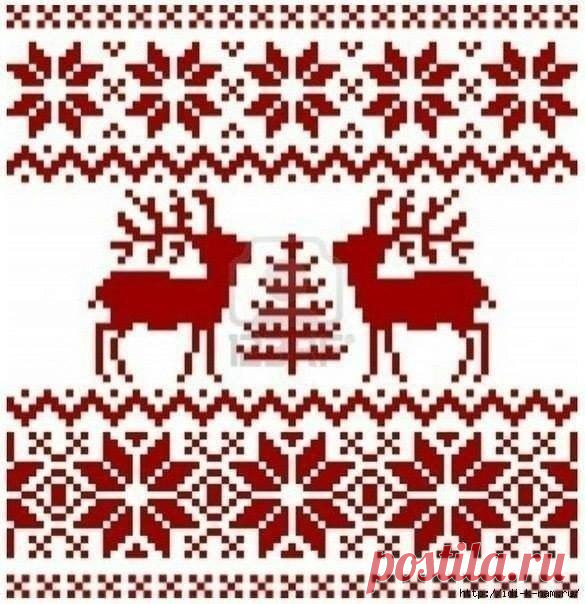 Жаккардовые схемы с оленями, в копилку!