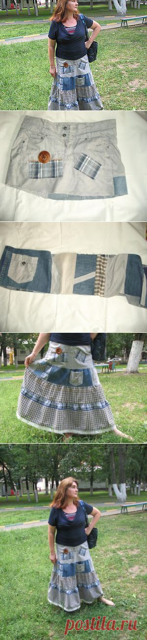 Юбка из старых джинсов - Ярмарка Мастеров - ручная работа, handmade