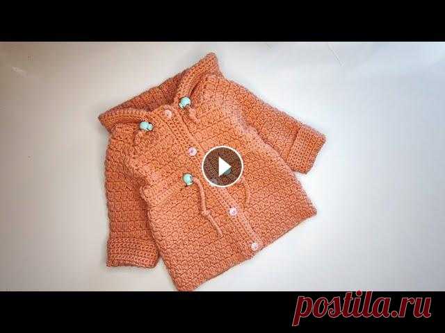 Вязание крючком #34 детский кардиган с капюшоном крючком/ Часть 1...