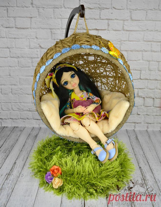 Купить Подвесное кресло для кукол до 30см в интернет магазине на Ярмарке Мастеров
