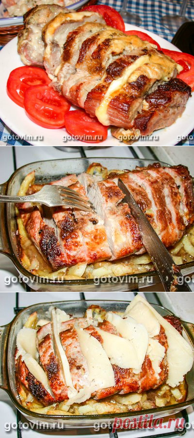 Мясо, запеченное с сыром