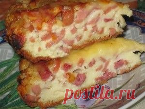 Пицца-пирог с колбасно-сырной начинкой - Как я приготовила