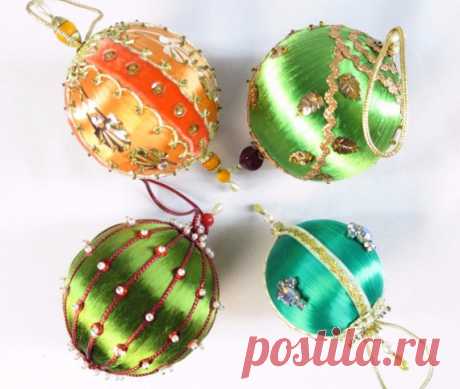 20 Vintage Handmade Decorated Styrofoam Christmas Tree Ball