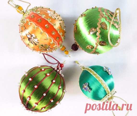 20 Vintage Handmade Decorated Styrofoam Christmas Tree Ball