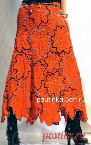 Вязаная юбка из мотивов "листья" - Схемы вязания юбки - Схемы для вязания - Уроки вязания крючком - Вязание крючком, мотивы, схемы для вязания крючком