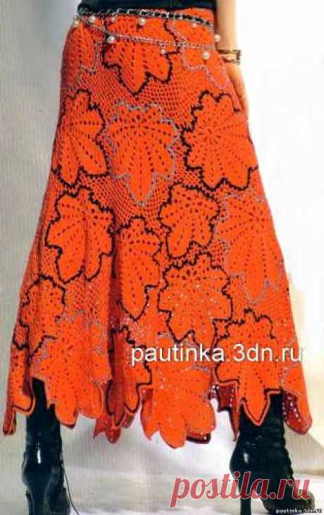 Вязаная юбка из мотивов &quot;листья&quot; - Схемы вязания юбки - Схемы для вязания - Уроки вязания крючком - Вязание крючком, мотивы, схемы для вязания крючком
