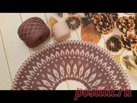 Джемпер жаккард крючком. Часть 7. Кокетка 20-30 ряды.