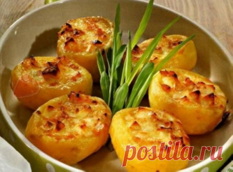 Фаршированный картофель с сыром. Горизонтальный вариант приготовления