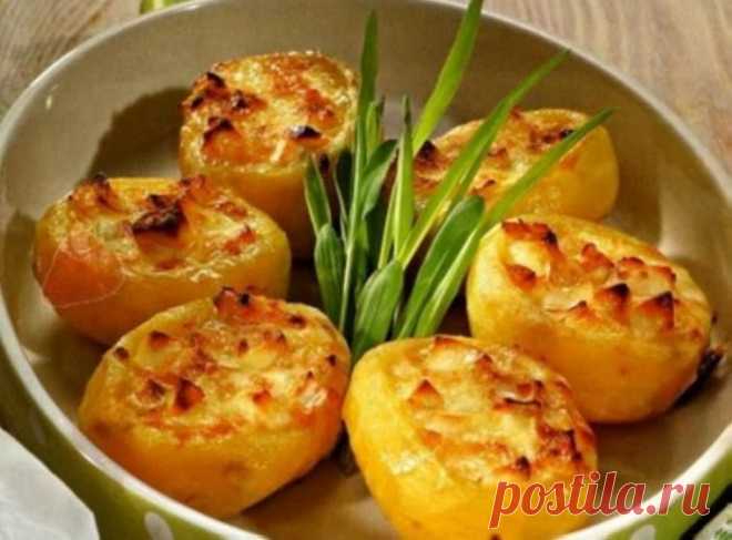 Фаршированный картофель с сыром. Горизонтальный вариант приготовления