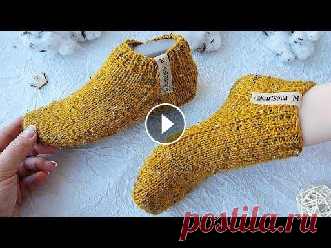 Следки на двух спицах без шва «Прямая пятка». Мастер класс для начинающих. В этом видео я покажу как связать Следки спицами Подробный мастер класс Легко и просто Свяжет даже начинающая вязальщица Пряжа- Super Inci Hit Tweed (...