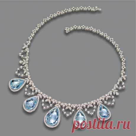 Aquamarine and diamond necklace | Lot | Sotheby's