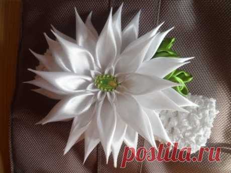 Праздничная Астра . Повязочка для волос Канзаши / aster flowers kanzashi