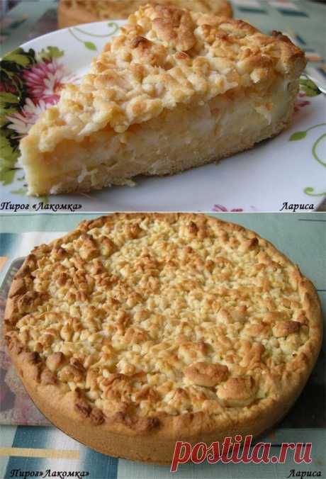 Пирог «Лакомка» с творогом и яблоками.